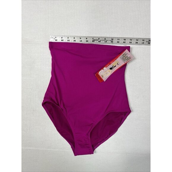 SPANX Let's Go Slimming Swimwear High Waist Bottom Women 10 Berry Pink New 8682 - Picture 16 of 16